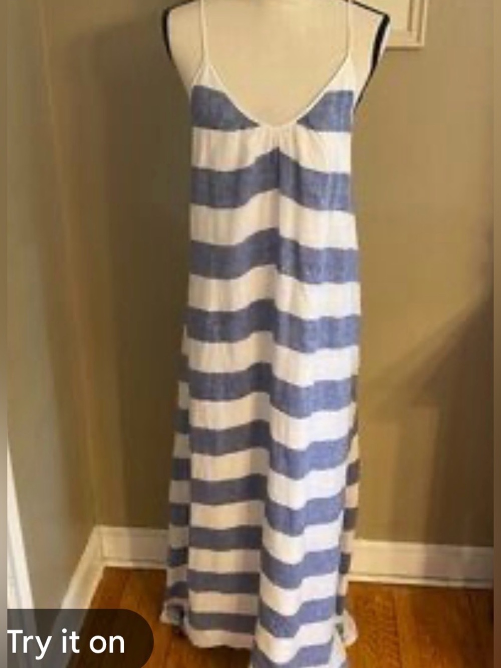 Island Company Blue and White Striped High-Low Maxi Skirt